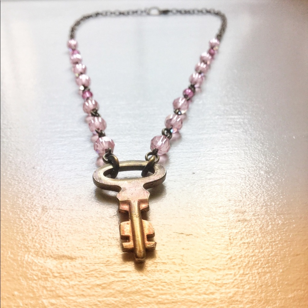 Handmade necklace with a vintage key Pendant